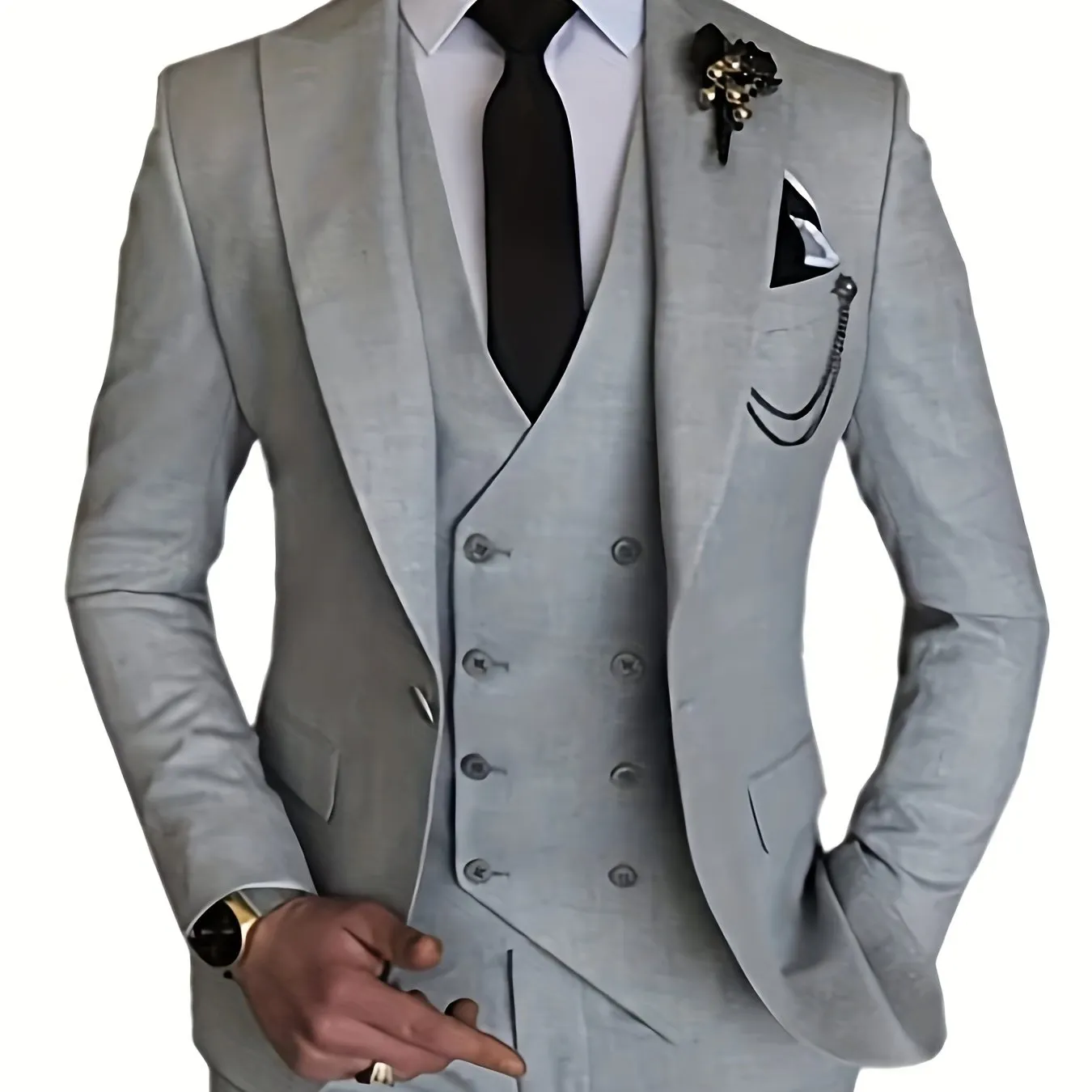 Xituodai - Men's 3 Piece Suit Slim Fit Suits One Button Blazer Vest Pants Formal Business Wedding Prom Suits