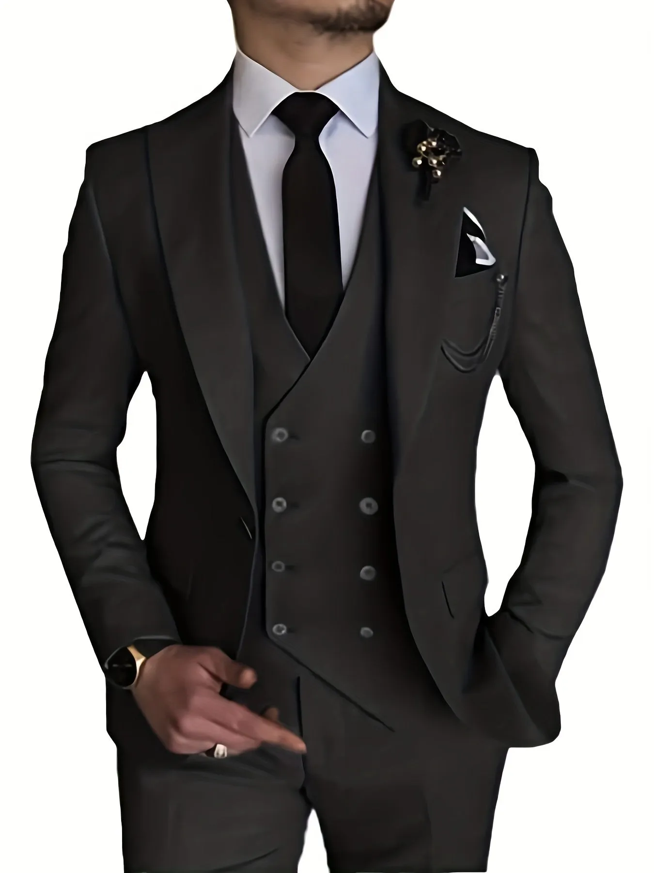 Xituodai - Men's 3 Piece Suit Slim Fit Suits One Button Blazer Vest Pants Formal Business Wedding Prom Suits