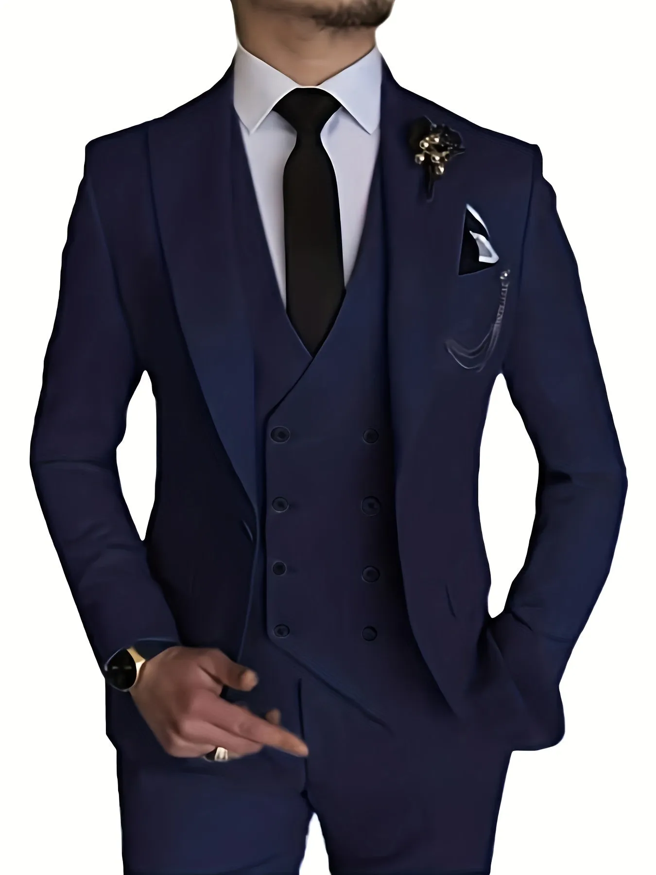 Xituodai - Men's 3 Piece Suit Slim Fit Suits One Button Blazer Vest Pants Formal Business Wedding Prom Suits