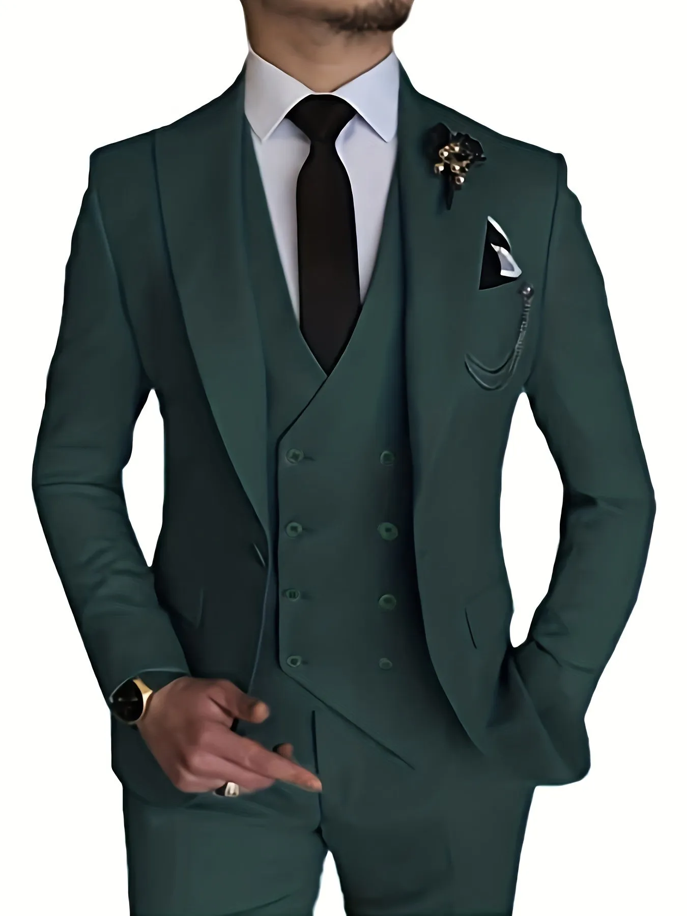 Xituodai - Men's 3 Piece Suit Slim Fit Suits One Button Blazer Vest Pants Formal Business Wedding Prom Suits