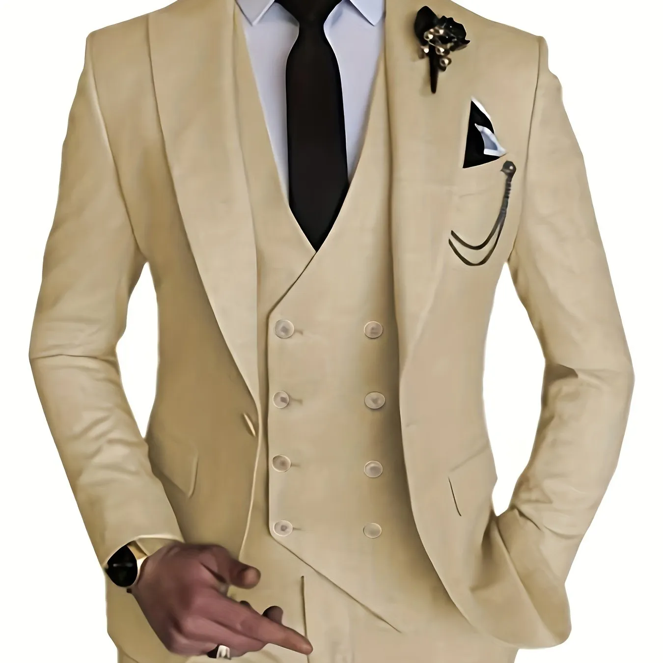Xituodai - Men's 3 Piece Suit Slim Fit Suits One Button Blazer Vest Pants Formal Business Wedding Prom Suits