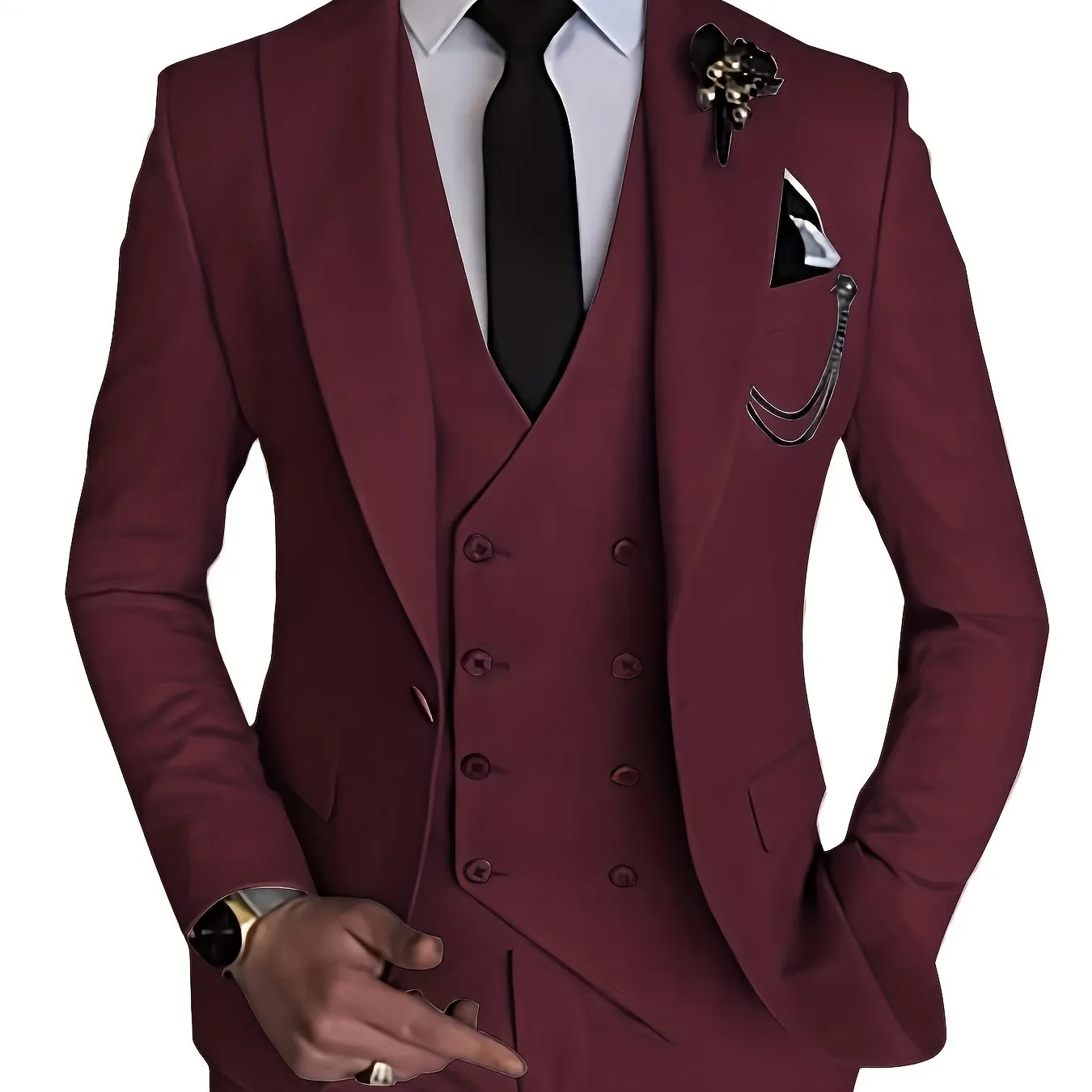 Xituodai - Men's 3 Piece Suit Slim Fit Suits One Button Blazer Vest Pants Formal Business Wedding Prom Suits
