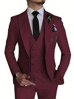 Xituodai - Men's 3 Piece Suit Slim Fit Suits One Button Blazer Vest Pants Formal Business Wedding Prom Suits