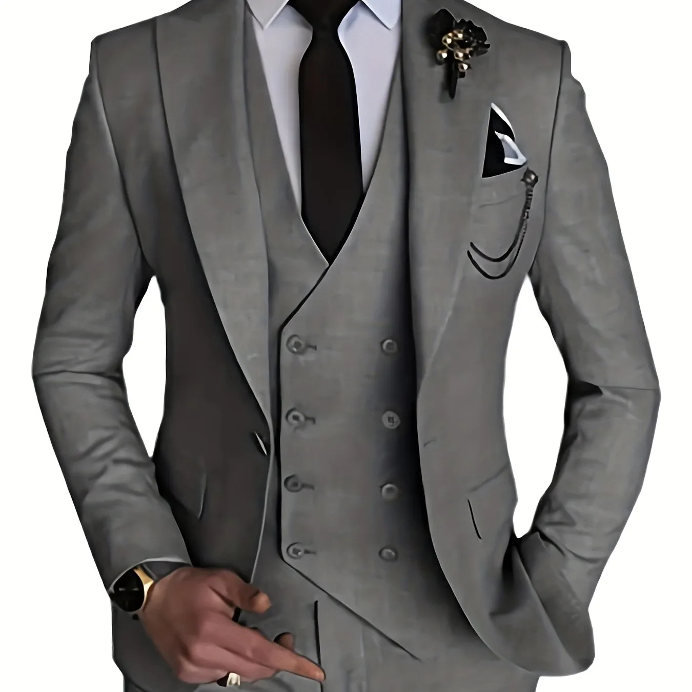 Xituodai - Men's 3 Piece Suit Slim Fit Suits One Button Blazer Vest Pants Formal Business Wedding Prom Suits