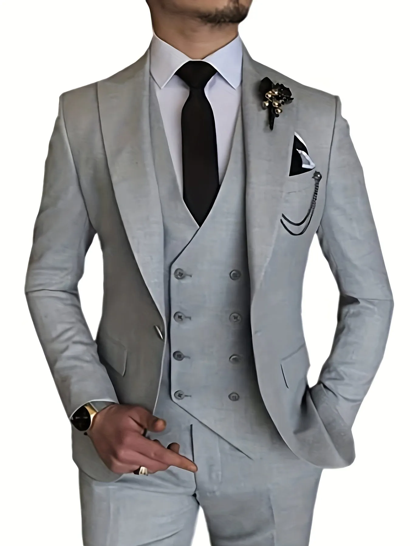 Xituodai - Men's 3 Piece Suit Slim Fit Suits One Button Blazer Vest Pants Formal Business Wedding Prom Suits