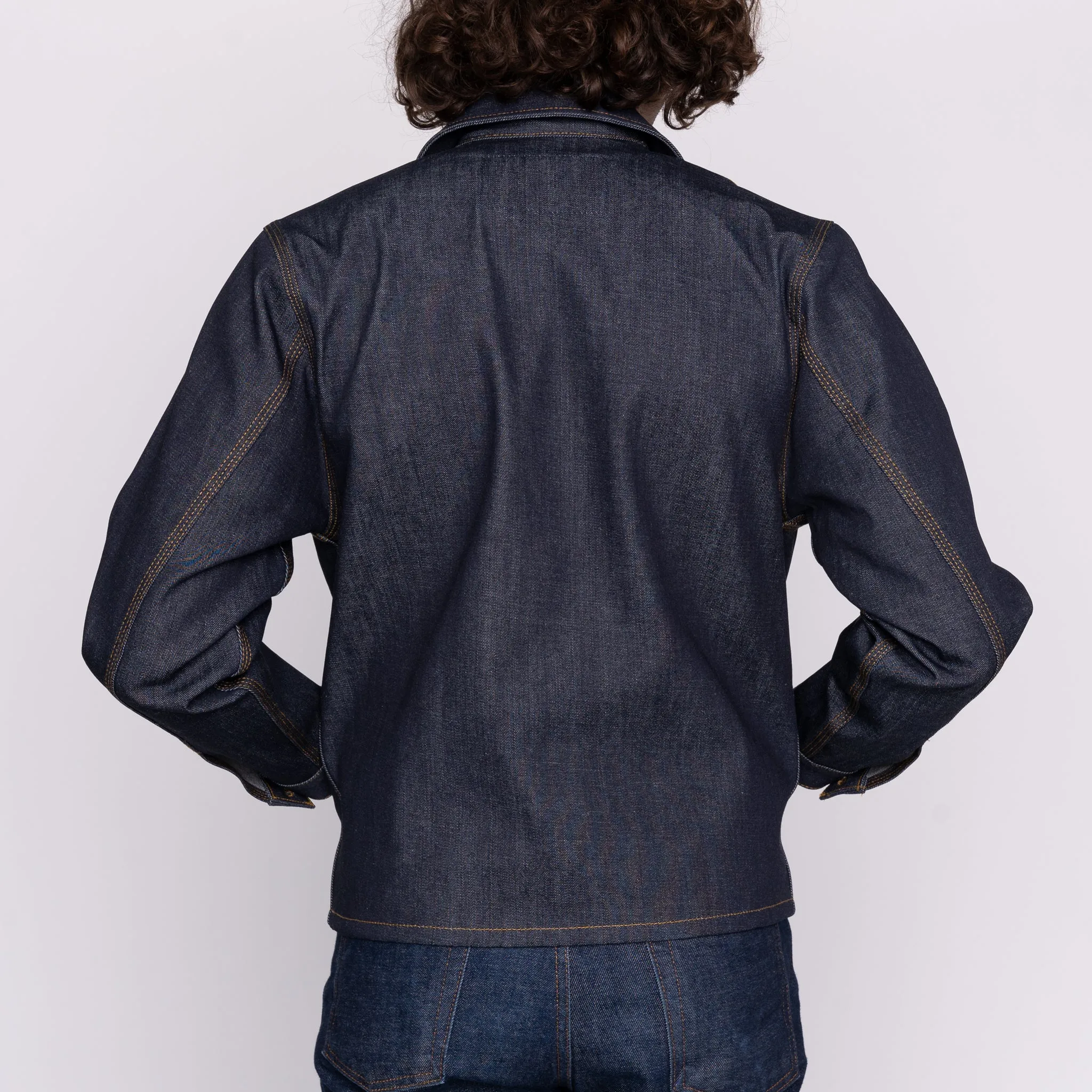 Left-Hand Twill Denim Zip-Up Chore Jacket